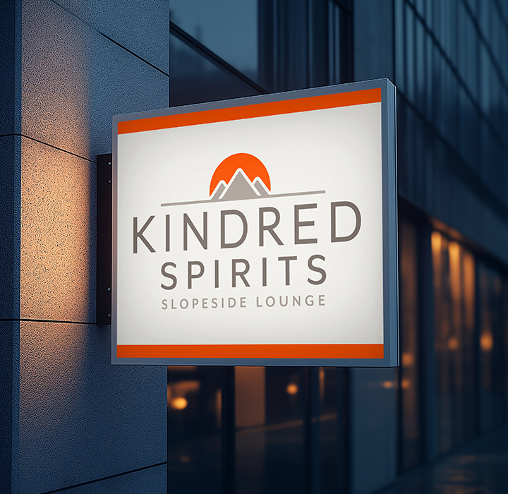 Kindred Spirits Slopeslide Lounge Logo on Singage