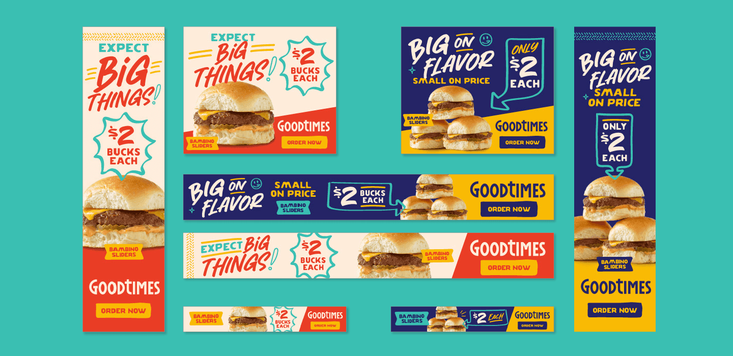 Display banners by Cultivator for Good Times restaurant