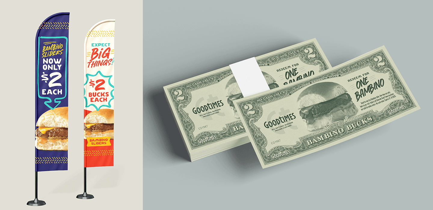 Bambino bucks and restaurant feather flags