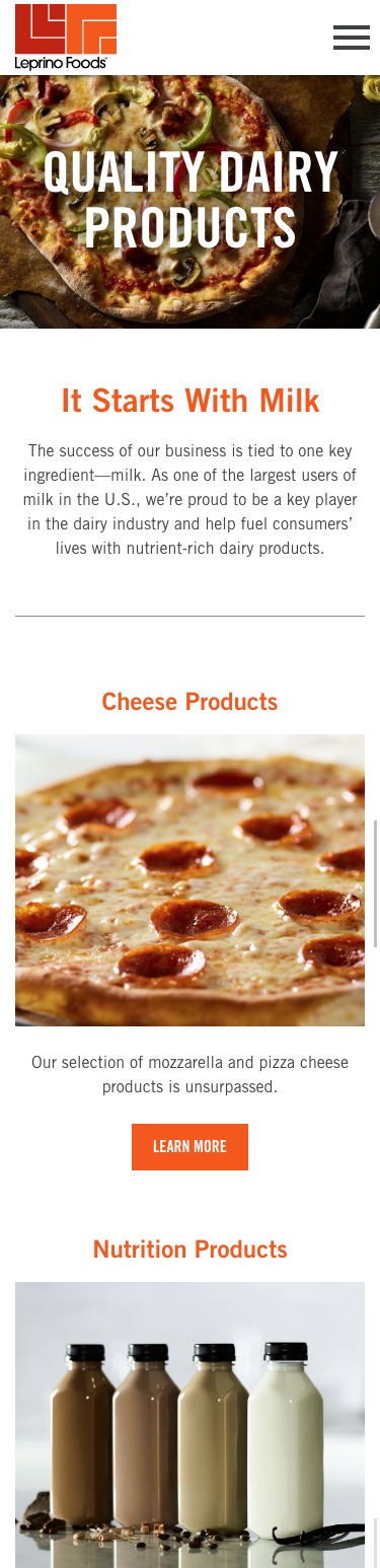 Leprino foods website mobile